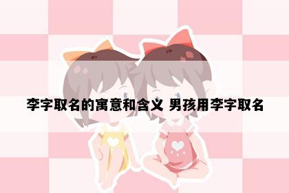 李字取名的寓意和含义 男孩用李字取名