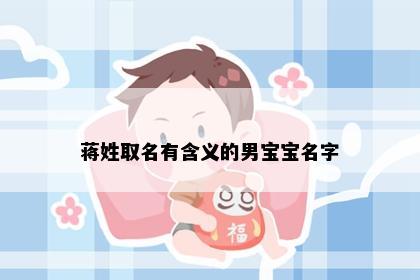 蒋姓取名有含义的男宝宝名字